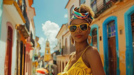 Salvador-Themed Background with Colorful Colonial Buildings and Afro-Brazilian Culture

