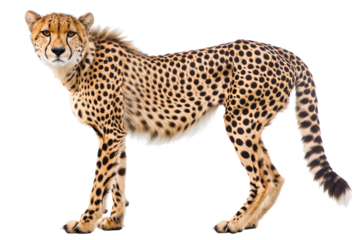 Majestic cheetah on transparent background: fast and agile big cat.