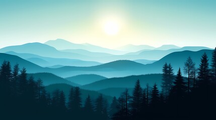 Obraz premium Minimalistic Flat Design Mountain Landscape Vector Art Illustration