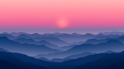 Obraz premium Minimalistic Flat Design Mountain Landscape Vector Art Illustration
