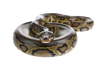 Ball Python on Transparent Background: A Delicate Reptile with Patterned Skin