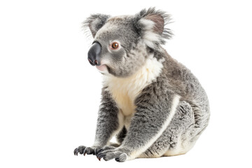 Naklejka premium Adorable koala on transparent background: cute marsupial with soft fur.