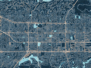 Painterly Style City Map of La Habra  California, USA in a Blue Color Scheme.
