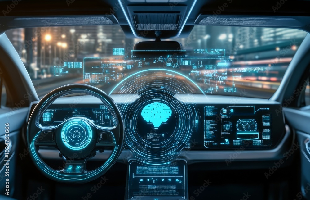 Poster futuristic automation concept with ai management. generative ai.