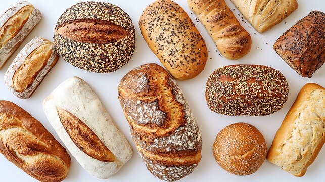 Selection of glutenfree bread loaves and rolls on a white surface highlighting glutenfree diets healthy carbs and artisan baking