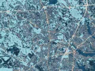 Painterly Style City Map of Lakewood New Jersey, USA in a Blue Color Scheme.