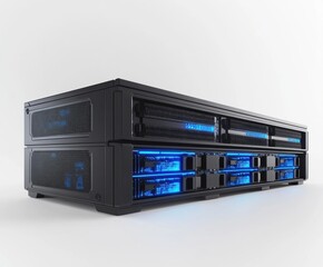 Server Rack Blue Lights.