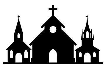 Church Silhouettes vector | vector silhouette illustration on white background