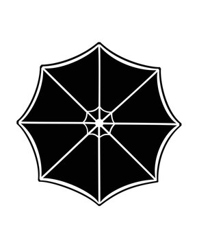 Opened umbrella - vector black silhouette for logo or pictogram. Umbrella top view - sign or icon.	