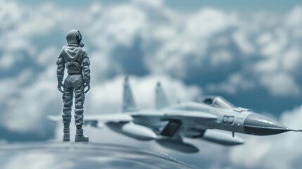 Designer Toy Figure in Aeronautical Setting