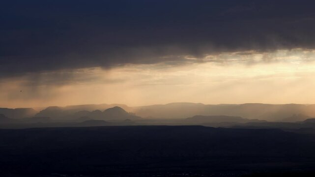 Rain Clouds and Virga over Sedona Desert Landscape Timelapse