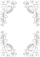 おしゃれなバラの白黒フレーム