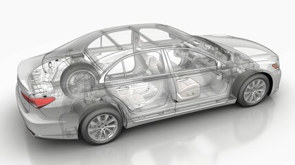 Naklejka premium Advanced Cutaway Diagram of Vehicle Safety Features