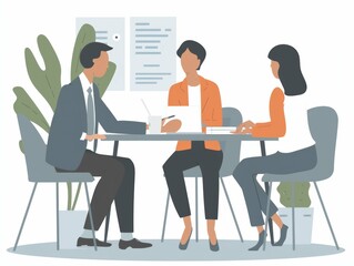 Financial Advisor Meeting with Clients in Office Setting