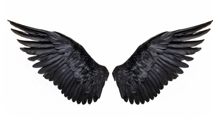 Obraz premium black angel wings isolated on white background
