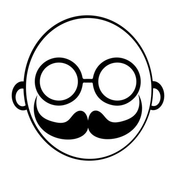 recommend clip art: Mustachioed face icon illustration, Vintage mustache with glasses, Minimalist Icon of a Distinguished Mustache Gentleman. Eps 10