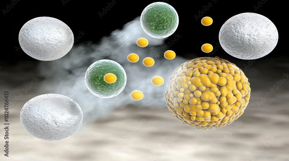 Aufkleber microscopic view of cells and particles interaction