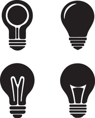 Lamp silhouette icons set, Light bulb icon set.