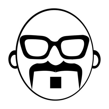 recommend clip art: Mustachioed face icon illustration, Vintage mustache with glasses, Minimalist Icon of a Distinguished Mustache Gentleman. Eps 10