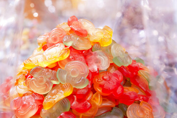 A pile of colorful jelly candies.