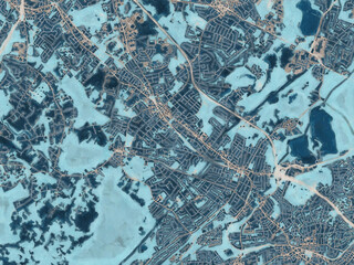 Painterly Style City Map of Madison New Jersey, USA in a Blue Color Scheme.