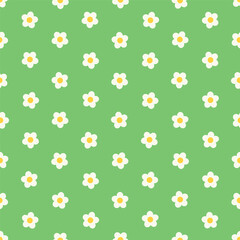 floral seamless pattern in simple style on green background