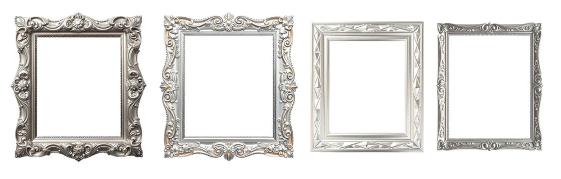 Set of Silver vintage frames with baroque patterns