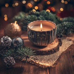 Christmas still life with candle