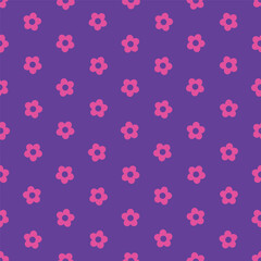 pink floral seamless pattern in simple flat style on purple background