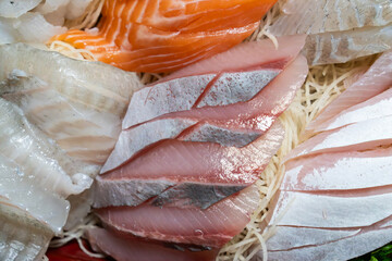 sashimi of various fishes