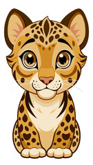 baby amur leopard illustration - vector illustration tiger, leopard  vector art isolated on white