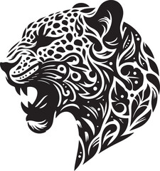 Leopard head silhouette design black