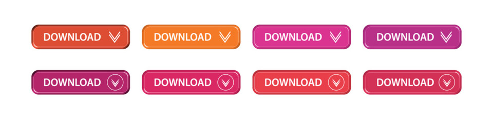 download button as vector element graphic of website or application illustration isolated on white background. set of downloads buttons for app and web graphics design