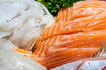 sashimi of various fishes