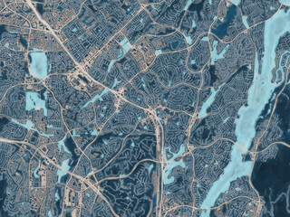 Painterly Style City Map of Mission Viejo  California, USA in a Blue Color Scheme.