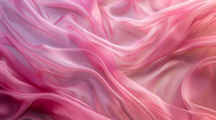 Fototapeta premium Light Pink Abstract Background with Fabric Texture , Chic Pink Silk Fabric with Flowing Waves Texture