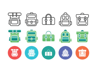 bag icon pack in outline style. icon flat style. icon design