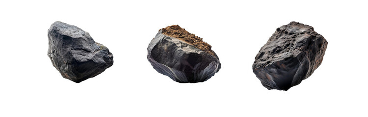 Obraz premium Three isolated rocks on a white background.