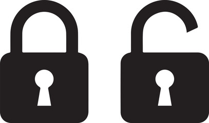 Lock icon, black isolated on grey background