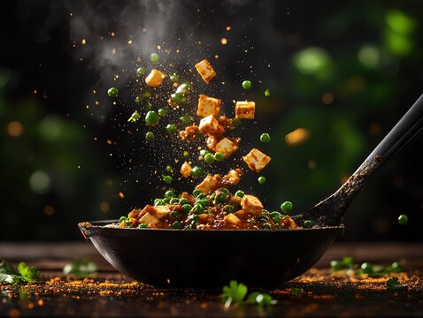Fragrant matar paneer with green peas and paneer cubes in a creamy tomato gravy