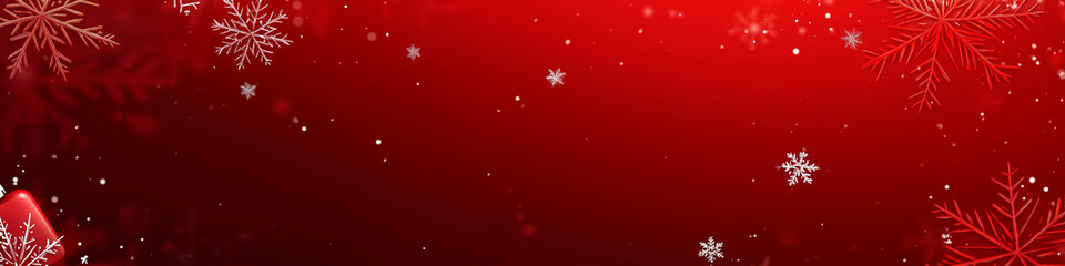  Red Christmas Banner with Snowflakes Merry Christmas and Happy New Year Greeting Seasonal Winter Background Vector Illustration