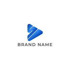 ILLUSTRATION TRIANGLE WITH LETTER S SIMPLE  GRADIENT BLUE COLOR TECH LOGO ICON MODERN SIMPLE TEMPLATE ELEMENT DESIGN VECTOR