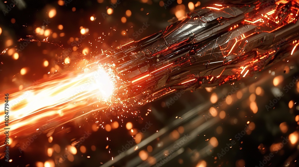 Poster a dynamic burst of fiery energy trails through the darkness, creating an explosive visual effect wit