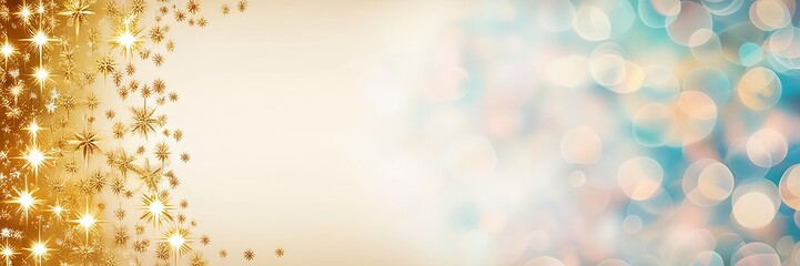 Shimmering Christmas stars with a beautiful bokeh background for text for the holiday banner. Made with generative AI technology