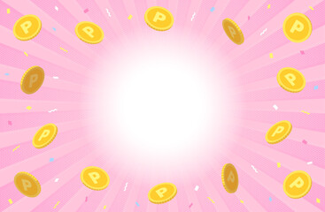 ポイントコインがはじけ飛ぶイメージのベクターイラスト素材