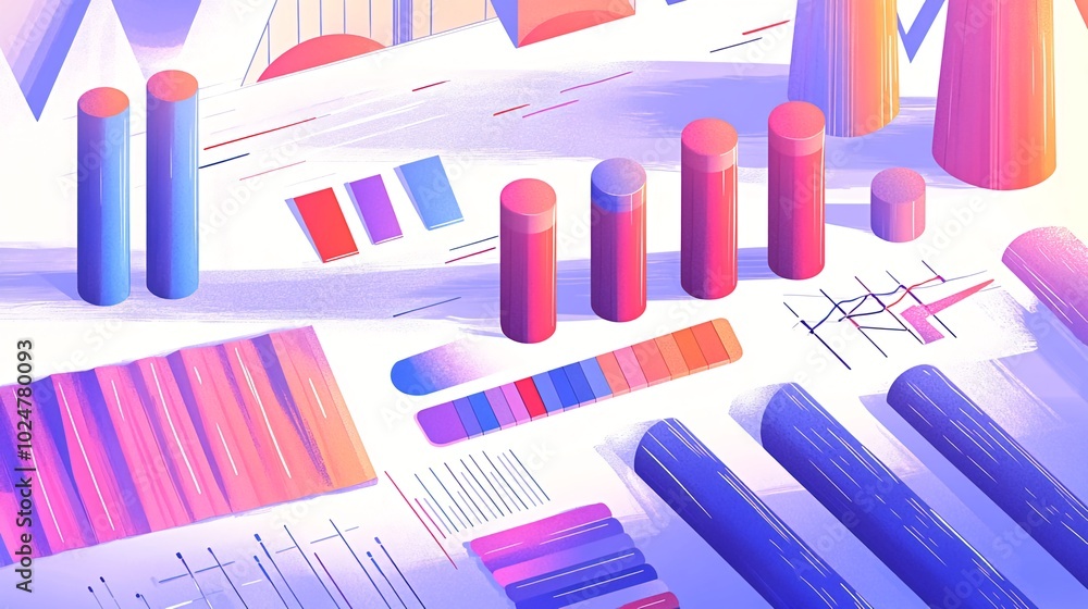 Poster a colorful collection of charts and graphs on a white background.