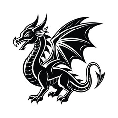 black dragon silhouette for tattoo design 