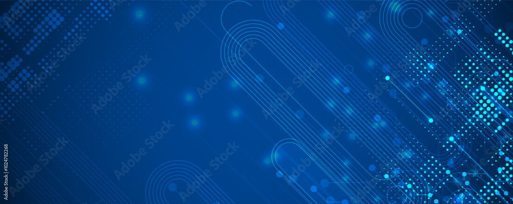 Poster abstract modern science and technology futuristic dark blue background. handmade vector.