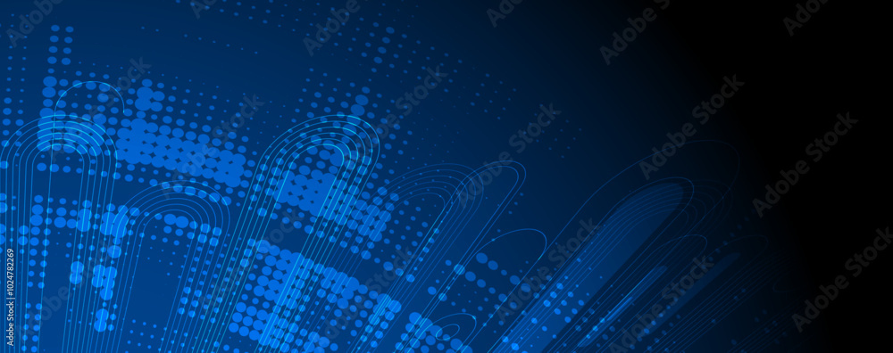 Poster abstract modern science and technology futuristic dark blue background. handmade vector.