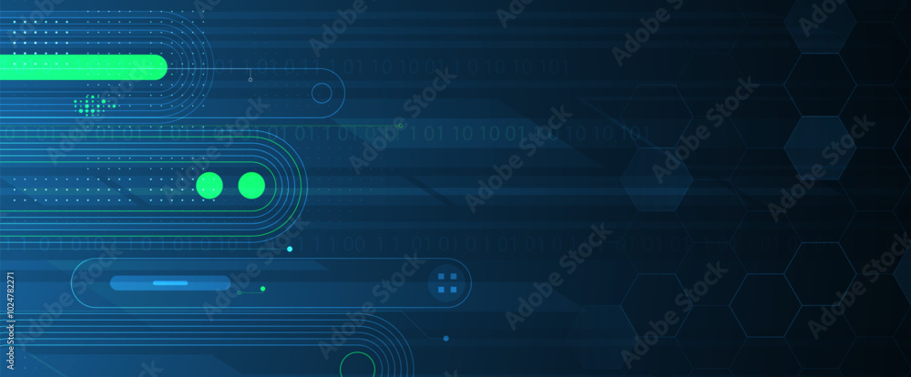 Poster abstract modern science and technology futuristic dark blue background. handmade vector.